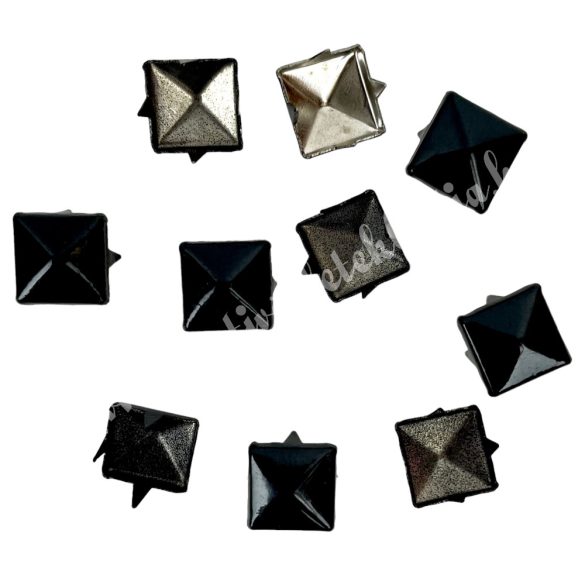 Fémszegecs, piramis, fekete, 9 mm, 10 db/csomag