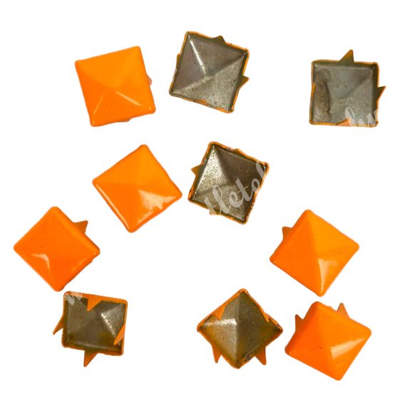 Fémszegecs, piramis, narancssárga, 9 mm, 10 db/csomag