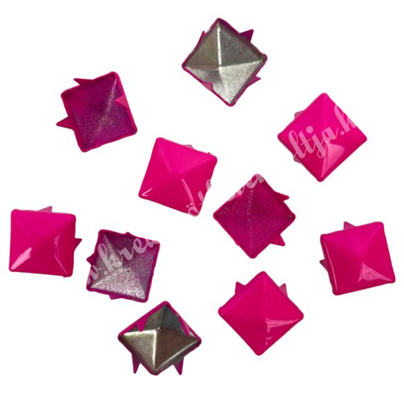 Fémszegecs, piramis, pink, 9 mm, 10 db/csomag