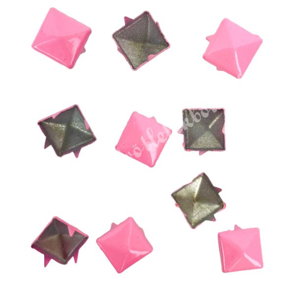 Fémszegecs, piramis, rózsaszín, 9 mm, 10 db/csomag