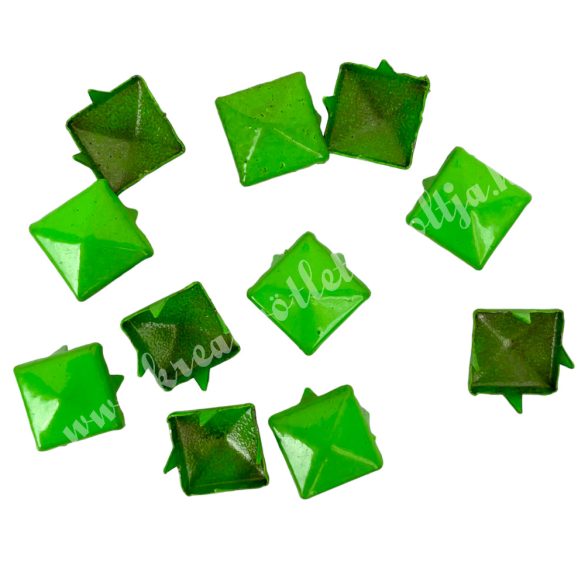 Fémszegecs, piramis, zöld, 9 mm, 10 db/csomag