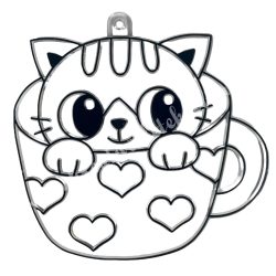   Festhető forma matricafestékhez, cica csészében, 7,5x7 cm