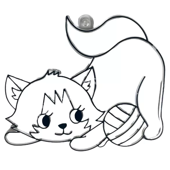 Festhető forma matricafestékhez, cica gombolyaggal, 8x6,5 cm