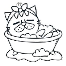 Festhető forma matricafestékhez, cica kádban, 7,5x7,5 cm