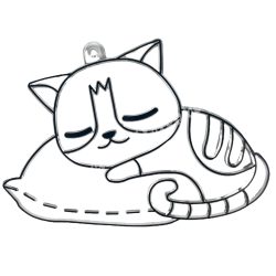 Festhető forma matricafestékhez, cica párnán, 9x6,5 cm