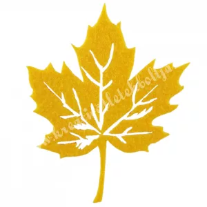 Filc falevél, áttört, napsárga, 18x23 cm