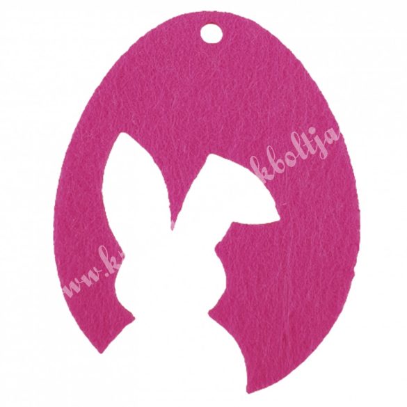 Filc nyuszi tojásban, pink, 5x6,5 cm