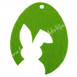 Filc nyuszi tojásban, zöld, 5x6,5 cm