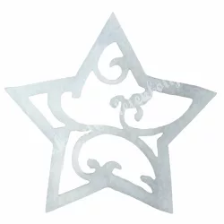 Filc csillag, áttört, fehér, 6,5x6,5 cm
