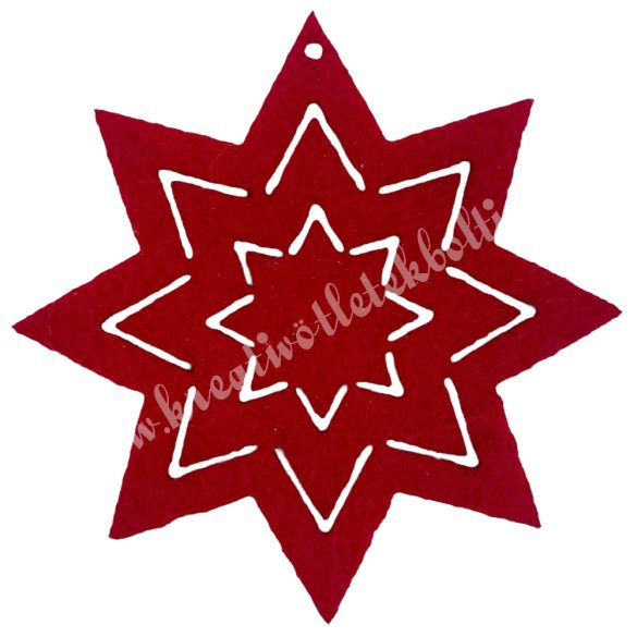 Filc csillag, piros, 6x6 cm
