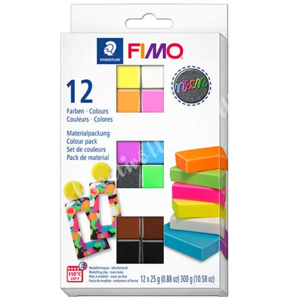 FIMO Soft Colour Pack süthető gyurma készlet, neon színek, 12x25 gramm