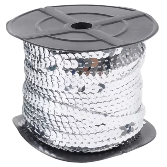 Flitter, ezüst, 6 mm