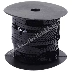 Flitter, fekete, 6 mm