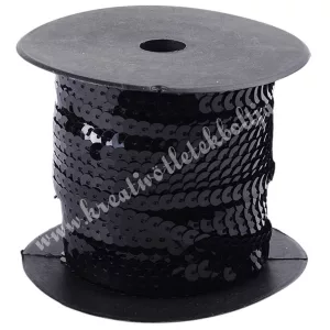 Flitter, fekete, 6 mm