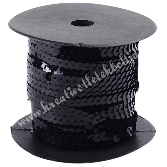 Flitter, fekete, 6 mm