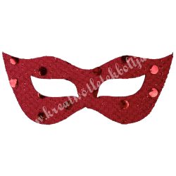 Flitteres dekorgumi álarc, piros, 6,5x3 cm