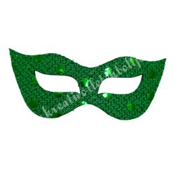 Flitteres dekorgumi álarc, sötétzöld, 6,5x3 cm