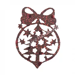 Flitteres dekorgumi fenyő gömbben, bronz, 4x5,5 cm