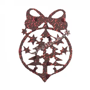 Flitteres dekorgumi fenyő gömbben, bronz, 4x5,5 cm