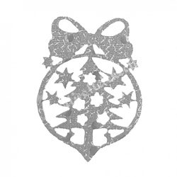 Flitteres dekorgumi fenyő gömbben, ezüst, 4x5,5 cm