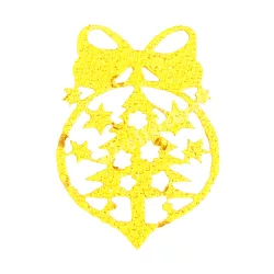 Flitteres dekorgumi fenyő gömbben, arany, 4x5,5 cm