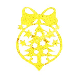 Flitteres dekorgumi fenyő gömbben, arany, 4x5,5 cm