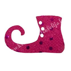 Flitteres dekorgumi manócipő, pink, balos, 6x4 cm
