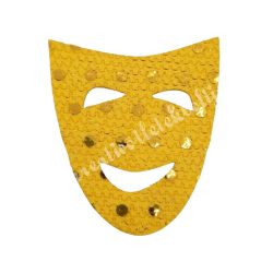 Flitteres dekorgumi álarc, sárga, 5x6 cm