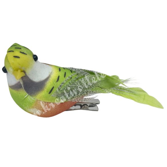 Csipeszes madárka, zöld, 9x4 cm