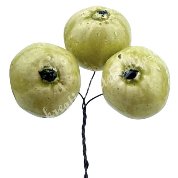 Betűzős gipsz alma, zöld, 3 db/csokor