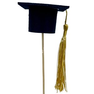 Betűzős filc diplomasapka, arany bojttal, 5,5x10,5 cm