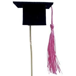   Betűzős filc diplomasapka, rózsaszín bojttal, 5,5x10,5 cm