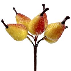   Betűzős körte, cukros, sárga-piros, 2x3,5 cm, 6 db/csokor