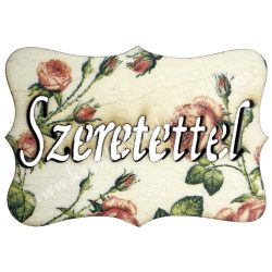 Fa tábla, "Szeretettel", 6,5x4,5 cm