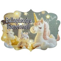 Mdf tábla, unikornis, Ballagásodra szeretettel, 8x6 cm