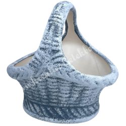 Kerámia kosár, szürke, 17x17,5 cm