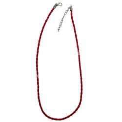 Fonott műbőr nyaklánc, piros, 42 cm