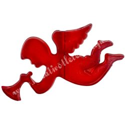 Fűzhető műanyag angyal, piros, 8x5 cm