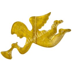 Fűzhető műanyag angyal, sárga, csillámos, 8x5 cm