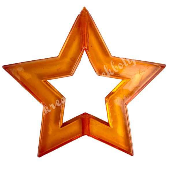 Fűzhető műanyag csillag, narancs, 9x8,5 cm