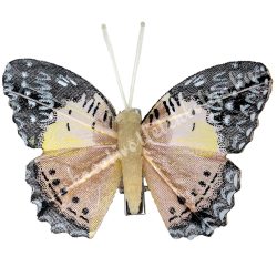 Csipeszes pillangó, barna-szürke, 7,5x6,5 cm