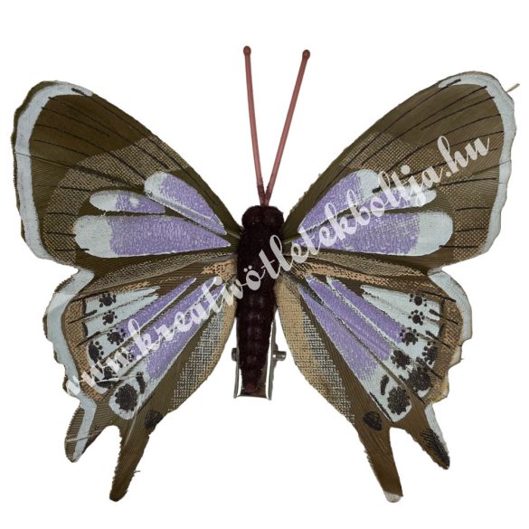 Csipeszes pillangó, barna-lila, 7,5x6,5 cm
