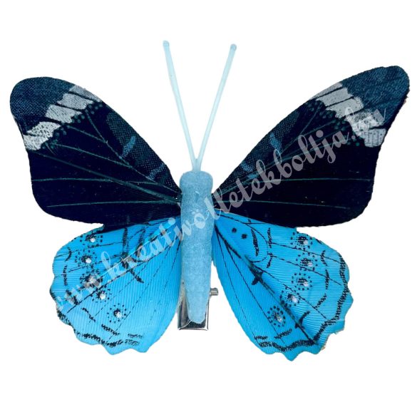 Csipeszes pillangó, kék, 7,5x6,5 cm