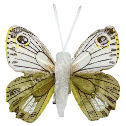 Csipeszes pillangó, sárga-olíva 4,8x5 cm