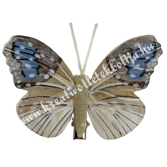 Csipeszes pillangó, bézs, 7,5x6,5 cm