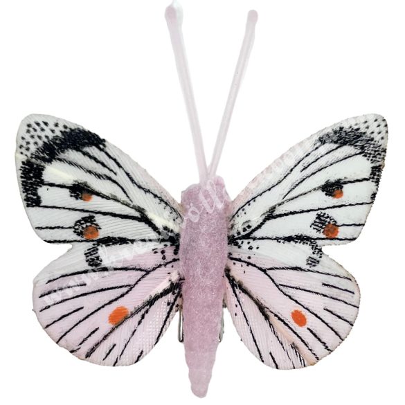 Csipeszes pillangó, rózsaszín-fehér, 4,8x5 cm