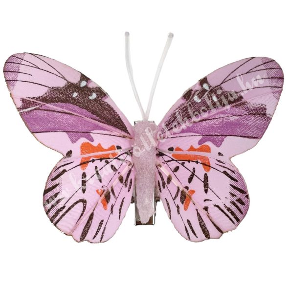 Csipeszes pillangó, lila, 7,5x6,5 cm