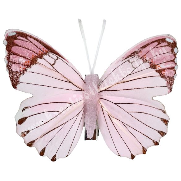 Csipeszes pillangó, rózsaszín, 7,5x6,5 cm