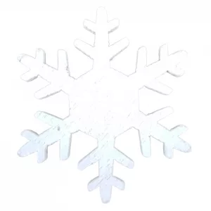 Ragasztható fa hópehely, fehér, 3,5 cm