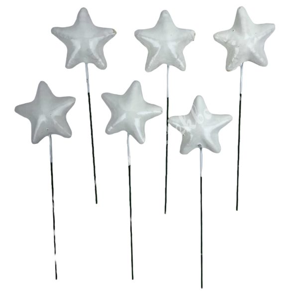 Betűzős hungarocell csillag, fehér, 3x3 cm, 6 db/csokor
